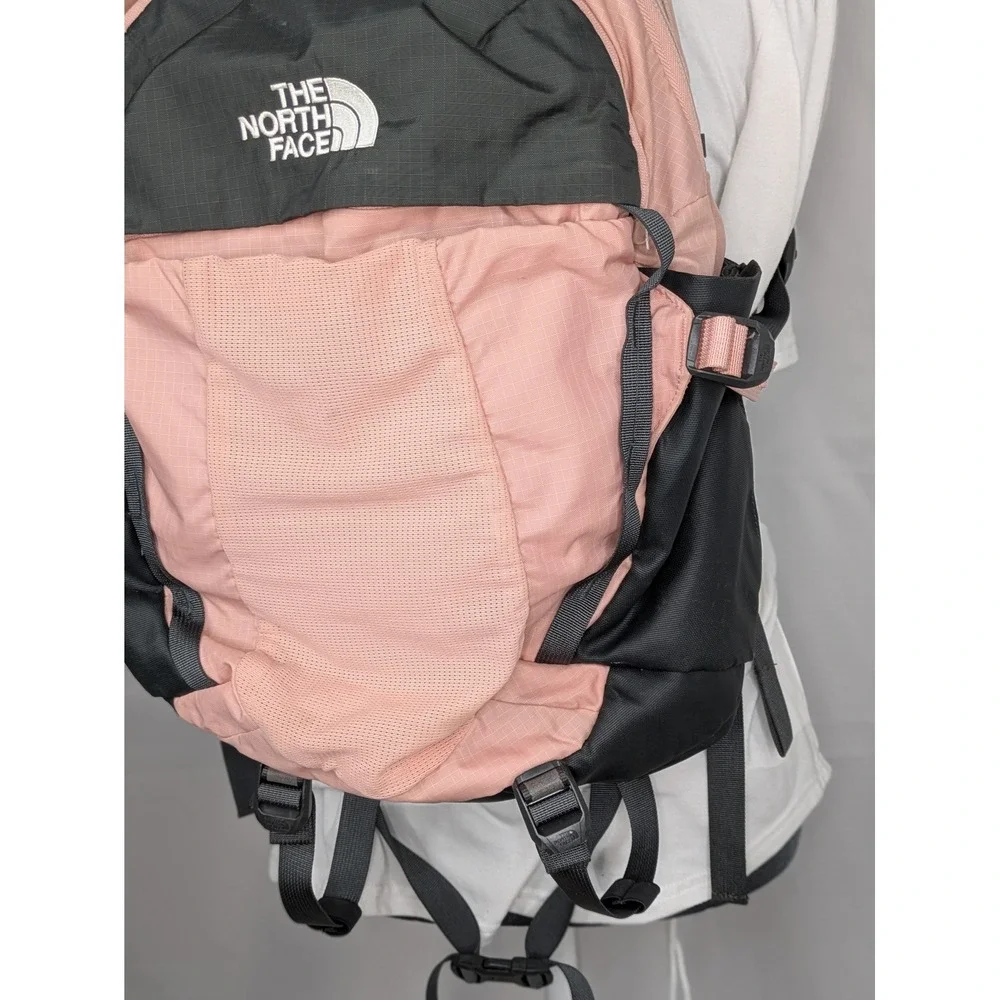 The North Face Recon Backpack Pink Black Laptop School Travel Hiking 18x13x6.5